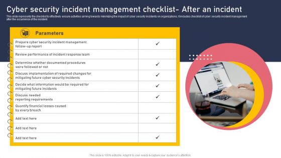 Cyber Security Incident Management Checklist After An Incident Elements PDF Cyber Security Incident Management Checklist After An Incident Elements PDF