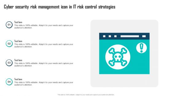 Cyber Security Risk Management Icon In IT Risk Control Strategies Sample PDF