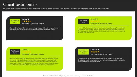 Cyberbacker Company Summary Client Testimonials Formats PDF
