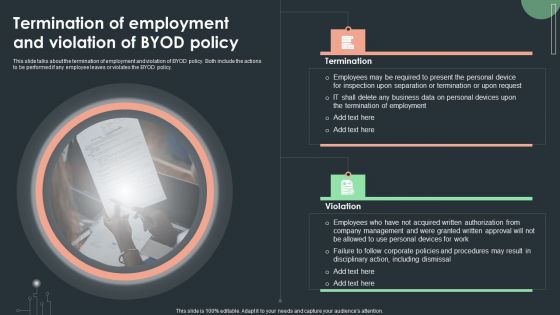 Cybersecurity Guidelines IT Termination Of Employment And Violation Of Byod Policy Themes PDF