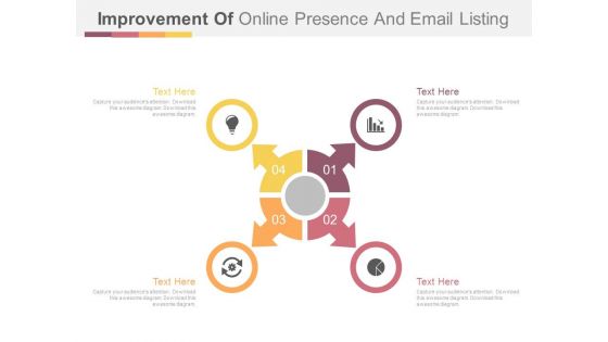 Cycle Of Four Business Steps With Icons Powerpoint Template