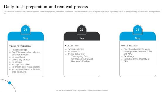 Daily Trash Preparation And Removal Process Waste Disposal Services Proposal Template PDF