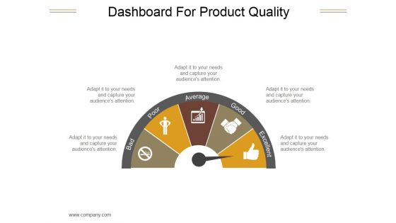 Dashboard For Product Quality Ppt PowerPoint Presentation Ideas