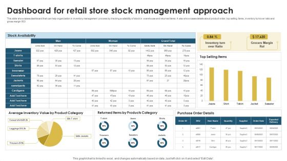 Dashboard For Retail Store Stock Management Approach Portrait PDF Dashboard For Retail Store Stock Management Approach Portrait PDF