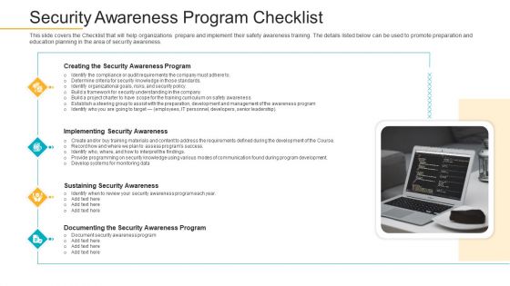 Data Breach Prevention Recognition Security Awareness Program Checklist Template PDF