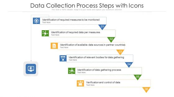 Data Collection Process Steps With Icons Ppt PowerPoint Presentation Styles Files PDF