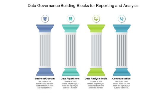 Data Governance Building Blocks For Reporting And Analysis Ppt PowerPoint Presentation Gallery Example PDF