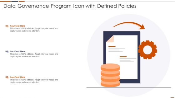 Data Governance Program Icon With Defined Policies Ideas PDF