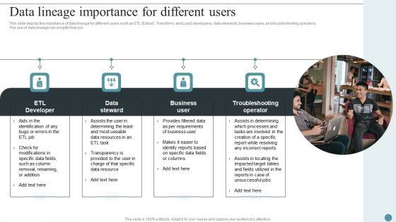 Data Lineage Importance For Different Users Deploying Data Lineage IT Slides PDF