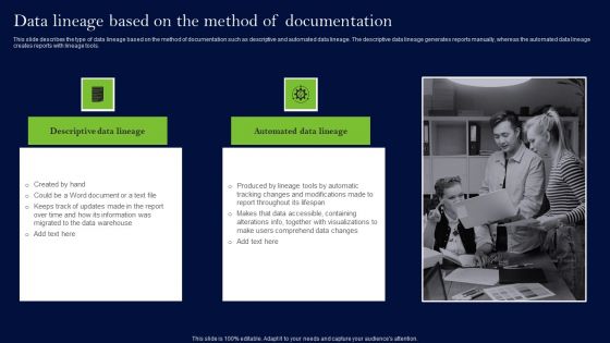 Data Lineage Methods Data Lineage Based On The Method Of Documentation Portrait PDF