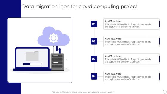 Data Migration Icon For Cloud Computing Project Diagrams PDF