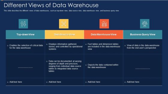 Data Warehousing IT Different Views Of Data Warehouse Ppt Layouts Graphics PDF