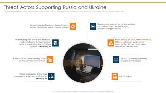 Data Wiper Spyware Attack Threat Actors Supporting Russia And Ukraine Brochure PDF