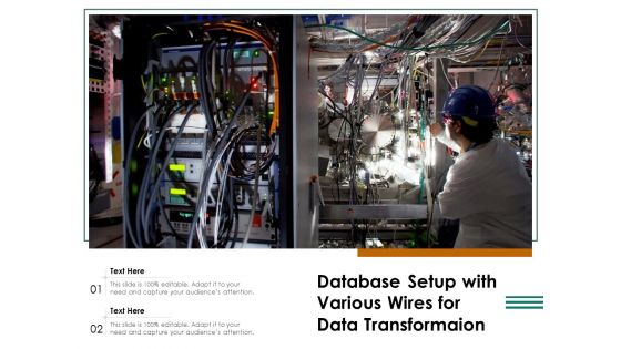 Database Setup With Various Wires For Data Transformation Ppt PowerPoint Presentation Layouts Inspiration PDF