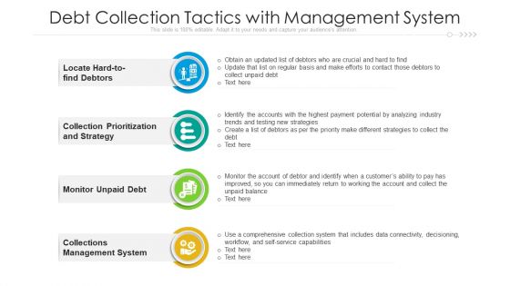 Debt Collection Tactics With Management System Ppt PowerPoint Presentation Gallery Summary PDF