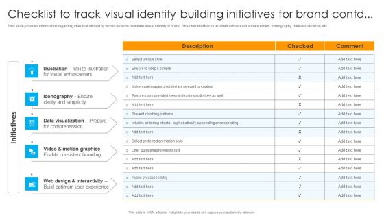 Defensive Brand Marketing Checklist To Track Visual Identity Building Initiatives For Brand Background PDF