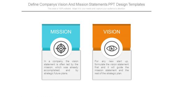 Define Companys Vision And Mission Statements Ppt Design Templates