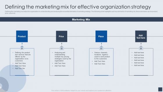 Defining The Marketing Mix For Effective Organization Strategy Professional PDF