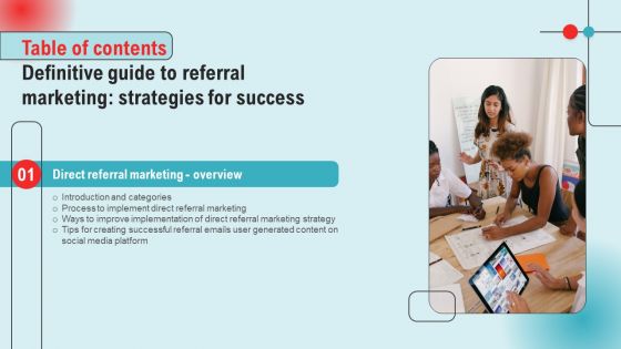 Definitive Guide To Referral Marketing Strategies For Success Table Of Contents Ppt PowerPoint Presentation File Files PDF