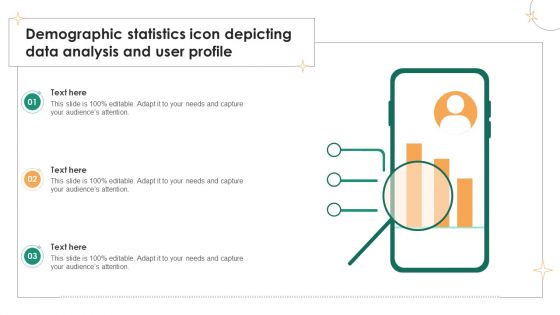 Demographic Statistics Icon Depicting Data Analysis And User Profile Brochure PDF