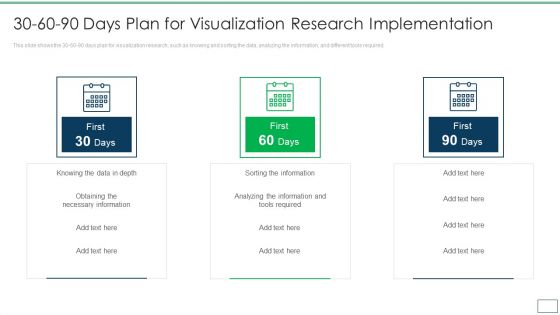 Departments Of Visualization 30 60 90 Days Plan For Visualization Research Icons PDF