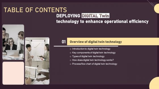 Deploying Digital Twin Technology To Enhance Operational Efficiency Table Of Contents Ppt PowerPoint Presentation File Infographic Template PDF Deploying Digital Twin Technology To Enhance Operational Efficiency Table Of Contents Ppt PowerPoint Presentation File Infographic Template PDF