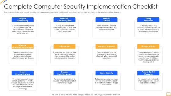Desktop Security Management Complete Computer Security Implementation Checklist Demonstration PDF
