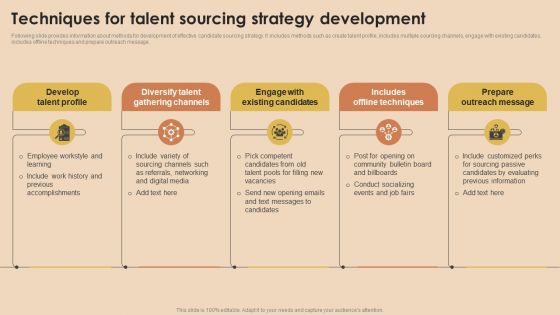 Detailed Guide For Talent Acquisition Techniques For Talent Sourcing Strategy Development Formats PDF