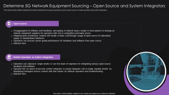 Determine 5G Network Equipment Sourcing Open Source And System Integrators Background PDF