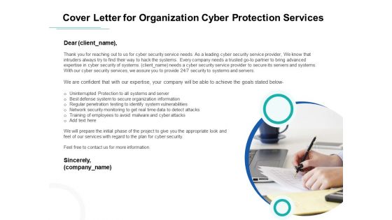 Develop Corporate Cyber Security Risk Mitigation Plan Cover Letter For Organization Cyber Protection Services Inspiration PDF