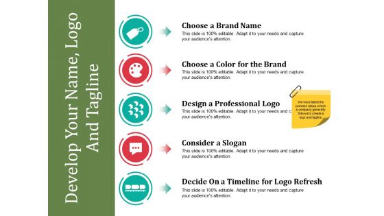 Develop Your Name Logo And Tagline Ppt PowerPoint Presentation Professional Summary