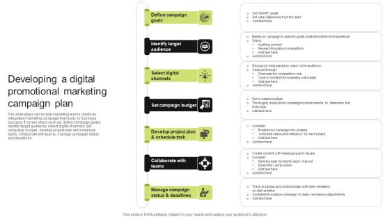 Developing A Digital Promotional Marketing Campaign Plan Diagrams PDF