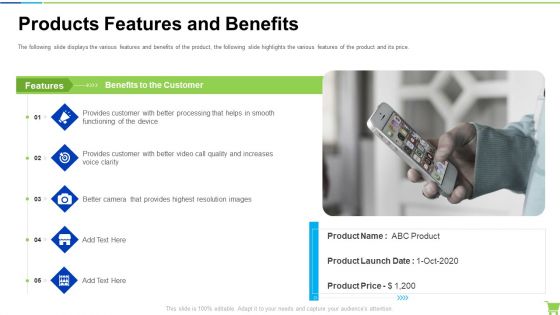 Developing And Controlling B2b Marketing Plan Products Features And Benefits Background PDF