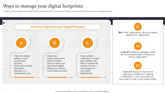 Developing Appealing Persona Ways To Manage Your Digital Footprints Mockup PDF
