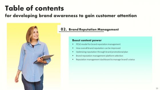 Developing Brand Awareness To Gain Customer Attention Ppt PowerPoint Presentation Complete Deck With Slides