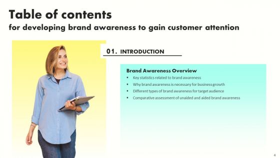 Developing Brand Awareness To Gain Customer Attention Ppt PowerPoint Presentation Complete Deck With Slides