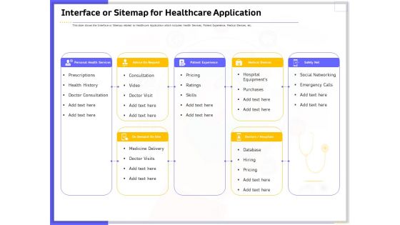 Developing Deploying Android Applications Interface Or Sitemap For Healthcare Application Graphics PDF