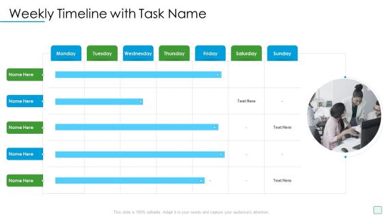 Developing Firm Security Strategy Plan Weekly Timeline With Task Name Clipart PDF