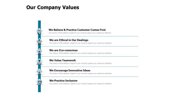 Developing Implementing Strategic HRM Plans Our Company Values Ppt Portfolio Mockup PDF