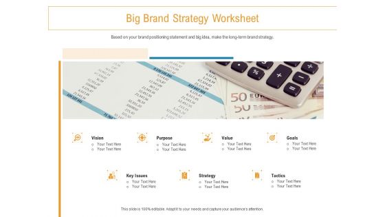 Developing New Trade Name Idea Big Brand Strategy Worksheet Ppt Pictures Smartart PDF