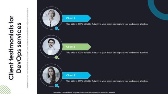 Devops Deployment And Transformation Services Advisory Client Testimonials For Devops Services Rules PDF