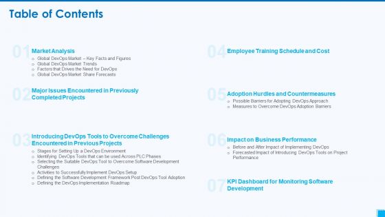 Devops Tools And Configuration IT Table Of Contents Topics PDF