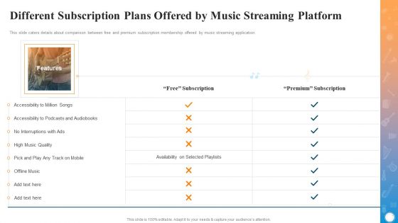 Different Subscription Plans Offered By Music Streaming Platform Professional PDF