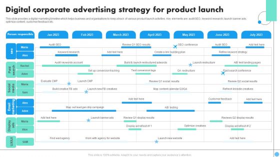 Digital Corporate Advertising Strategy For Product Launch Portrait PDF Digital Corporate Advertising Strategy For Product Launch Portrait PDF