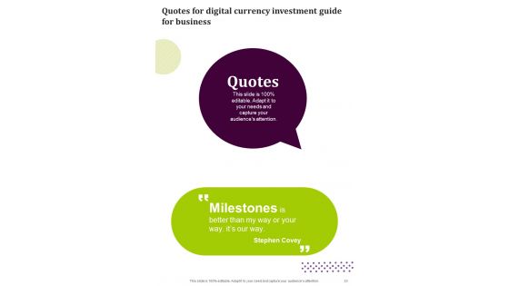 Digital Currency Investment Guide For Business Template