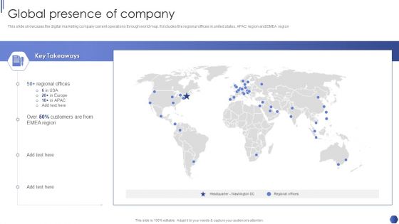 Digital Marketing Agency Business Profile Global Presence Of Company Introduction PDF