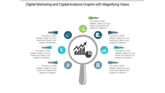 Digital Marketing And Digital Analysis Graphs With Magnifying Glass Ppt PowerPoint Presentation Portfolio Show