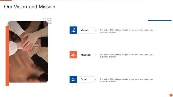 Digital Marketing Business Venture Capitalist Elevator Pitch Deck Our Vision And Mission Template PDF