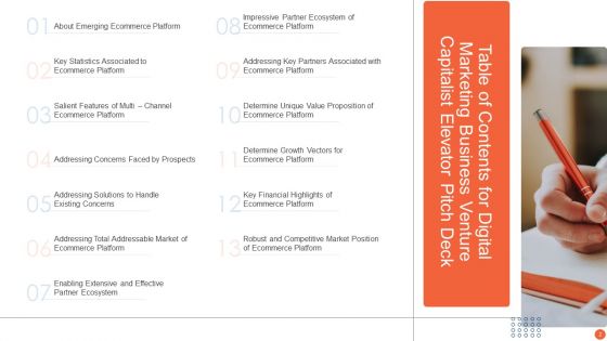 Digital Marketing Business Venture Capitalist Elevator Pitch Deck Ppt PowerPoint Presentation Complete Deck With Slides