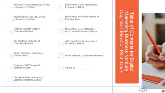 Digital Marketing Business Venture Capitalist Elevator Pitch Deck Ppt PowerPoint Presentation Complete Deck With Slides